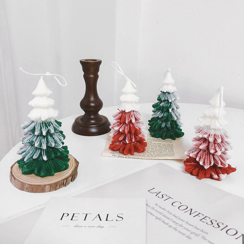 SNOW-COVERED CHRISTMAS TREE CANDLES