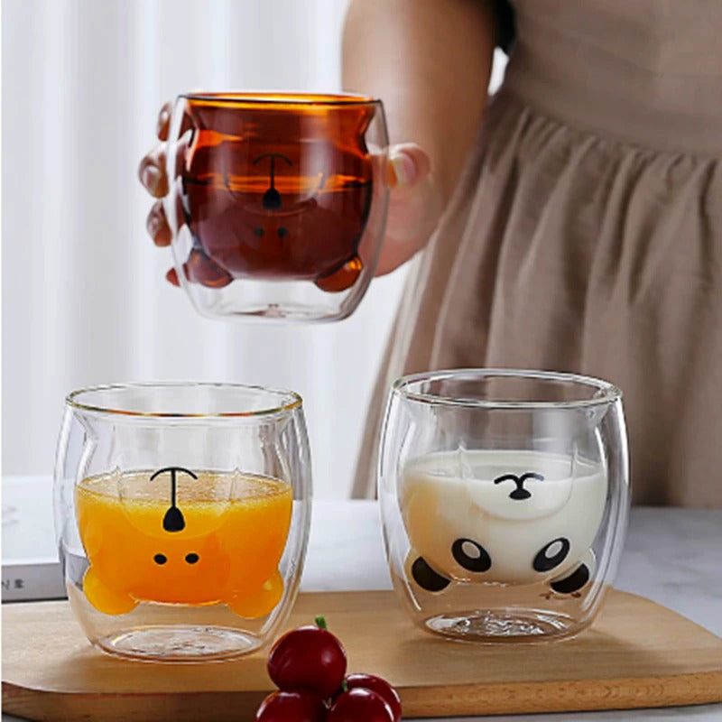 ANIMAL DOUBLE WALL GLASS MUG