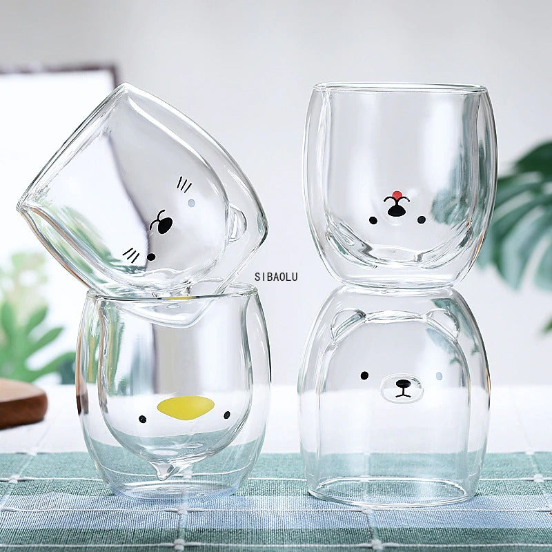 ANIMAL DOUBLE WALL GLASS MUG